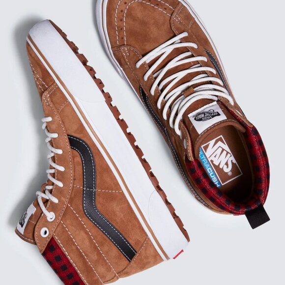 VANS Sk8-Hi MTE-1 Plaid Brown SNEAKER BOOT SHOES SKATEBOARDING MENS 10 NEW - Picture 15 of 16